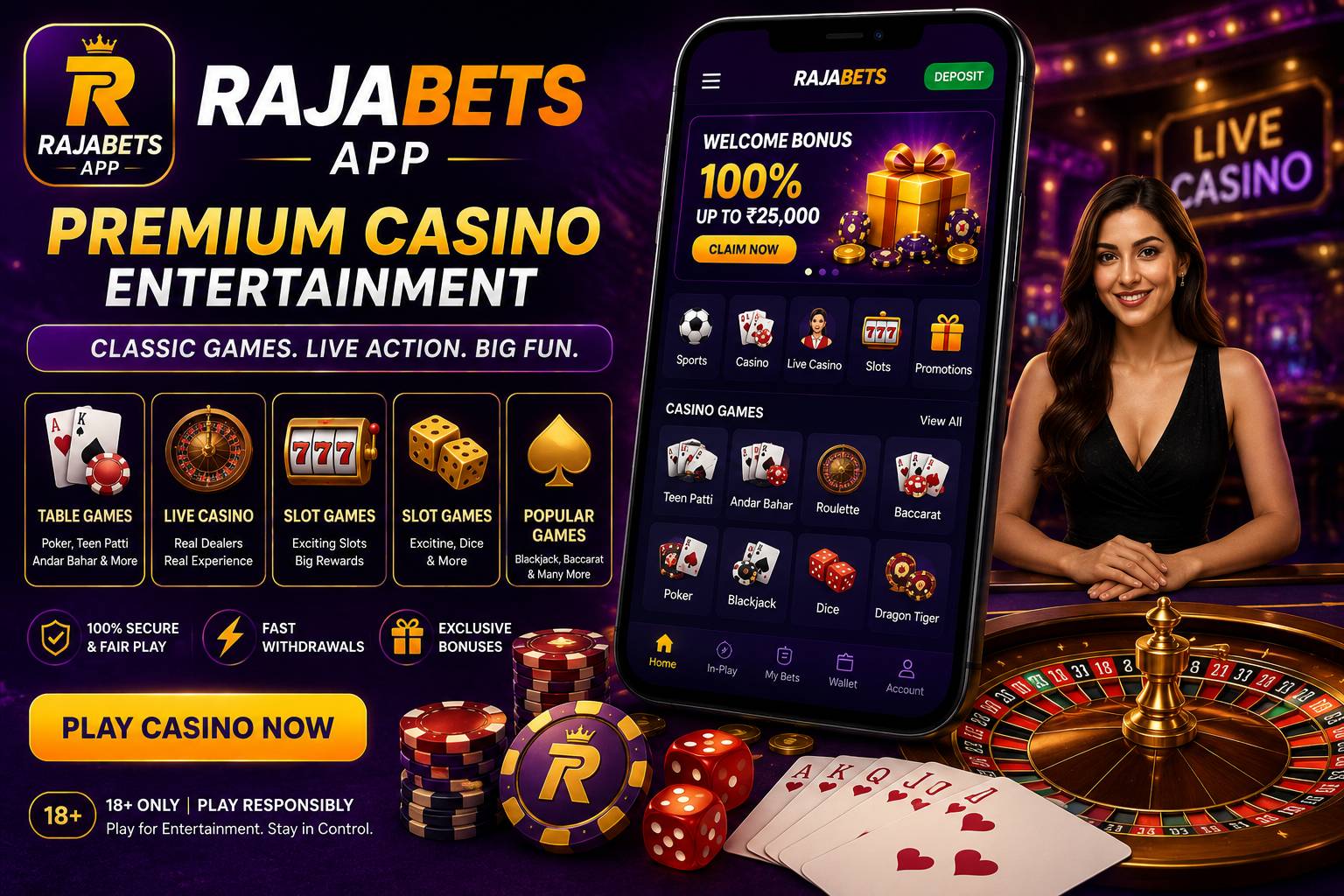 Rajabets App casino games section